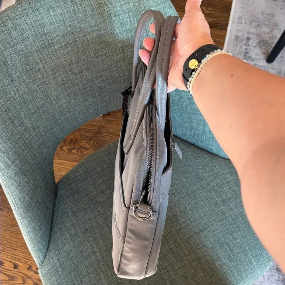 Knomo Maiyfair Hanover Gray 14” Laptop crossbody handle nylon Bag unisex NWT